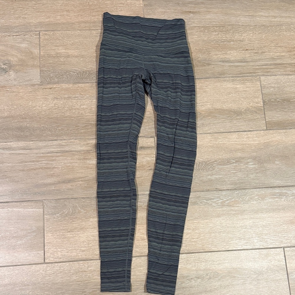 Green Striped High Waisted Leggings